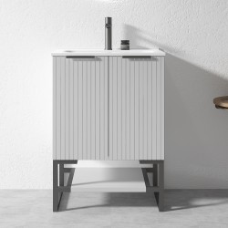 3D-2H 600x450x850mm Grey Floor Standing Plywood Vanity with Stainless Black Frame Leg And Shelf 3D-2H 600x450x850mm Grey Floor Standing Plywood Vanity with Stainless Black Frame Leg And Shelf